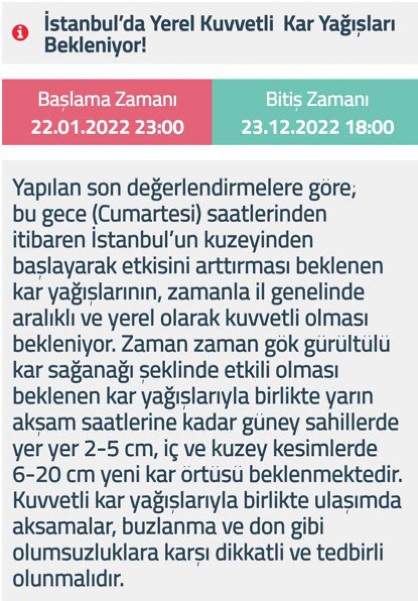 İstanbul ve çevre illerde kuvvetli kar yağışı uyarısı