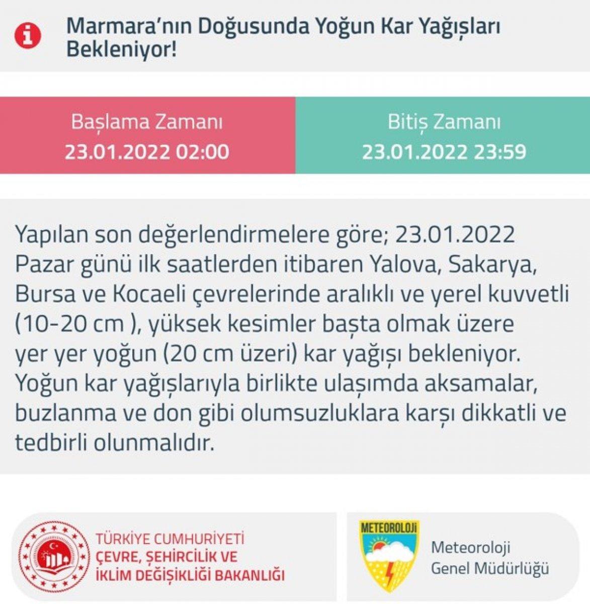 İstanbul ve çevre illerde kuvvetli kar yağışı uyarısı