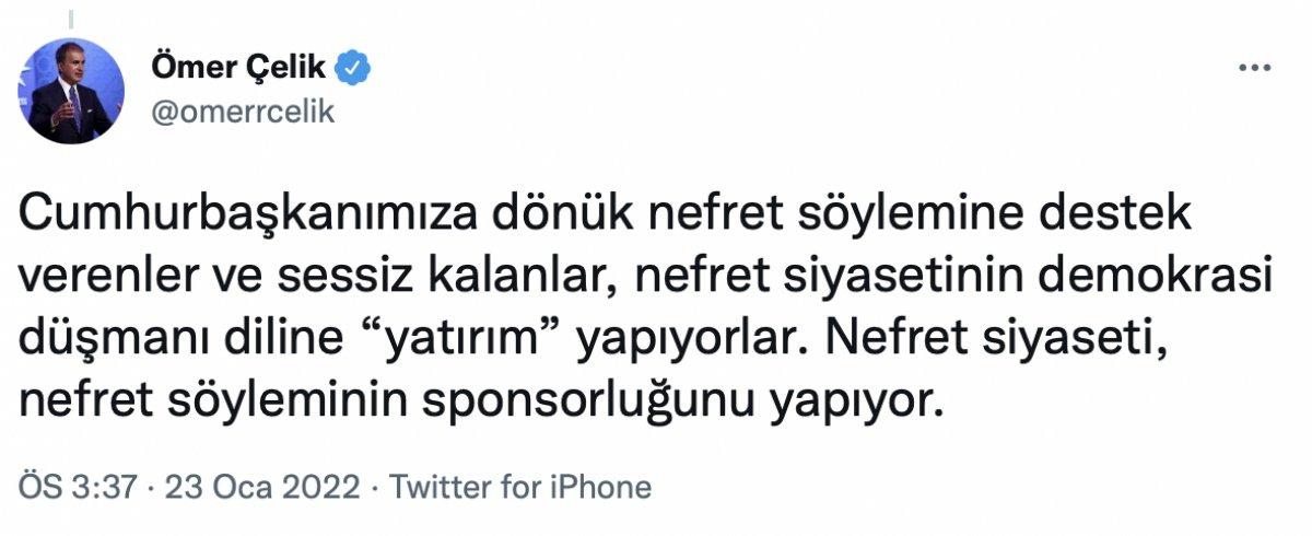 Ömer Çelik'ten 'nefret söylemi' paylaşımı