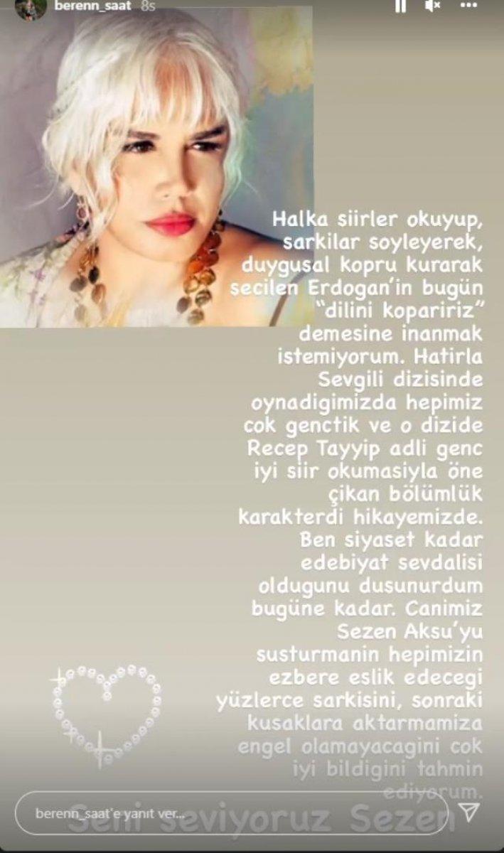 Beren Saat’ten Sezen Aksu’ya destek paylaşımı