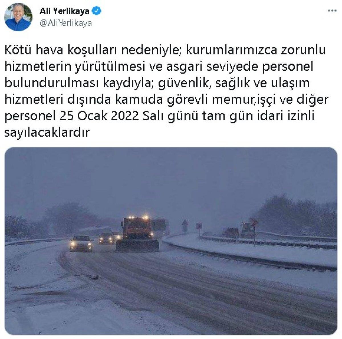 İstanbul'da kamu görevlilerine kar izni
