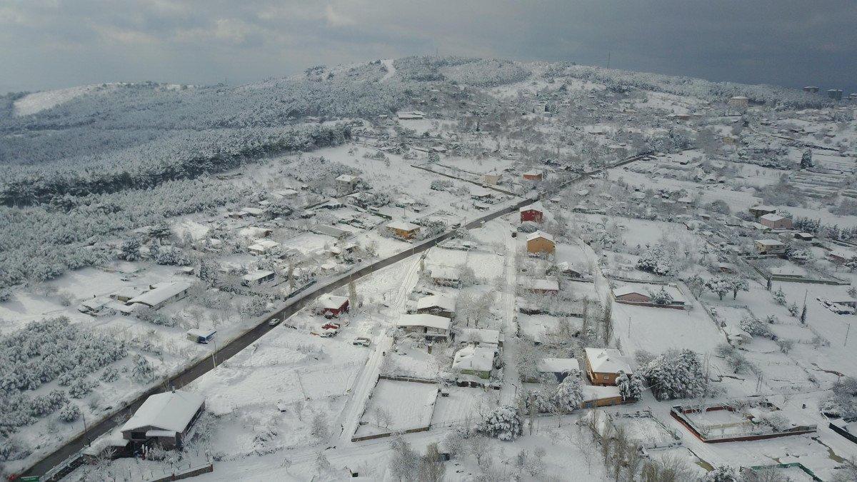 Kartal'daki Aydos Ormanı karla kaplandı