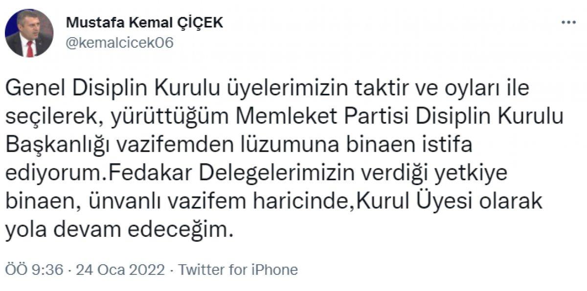 Mehmet Ali Çelebi: Parti görevlerimden istifa ediyorum