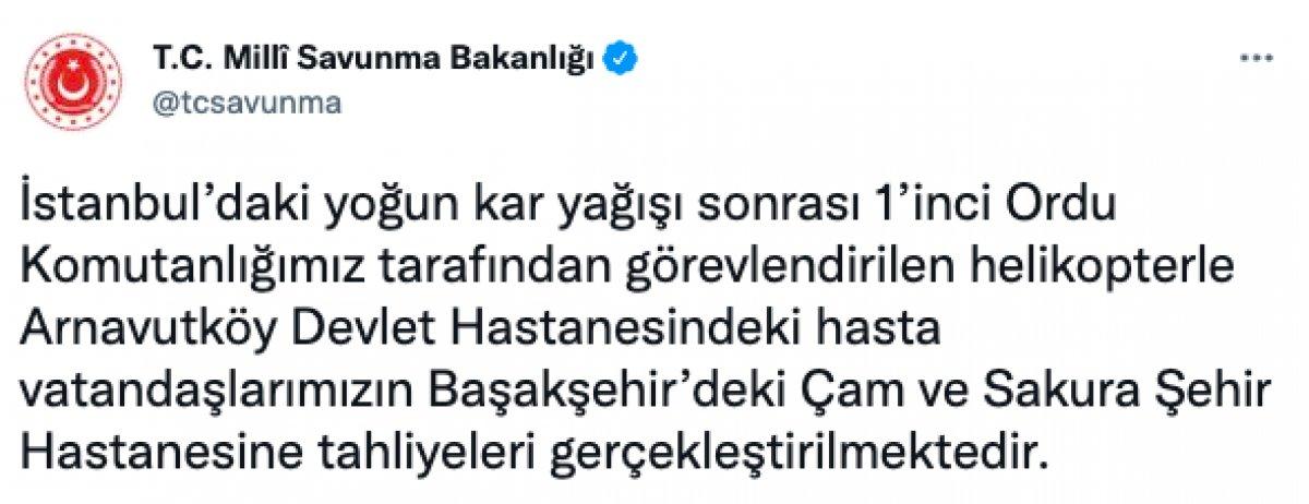 MSB, Arnavutköy'deki hastaları helikopterle tahliye etti