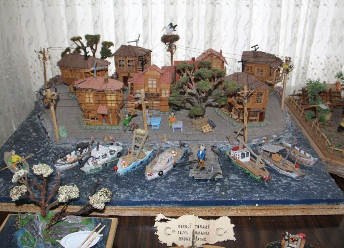 Sinop'ta görevli polis, atık malzemelerden 'diorama'lar yaparak çevre sorunlarını anlatıyor