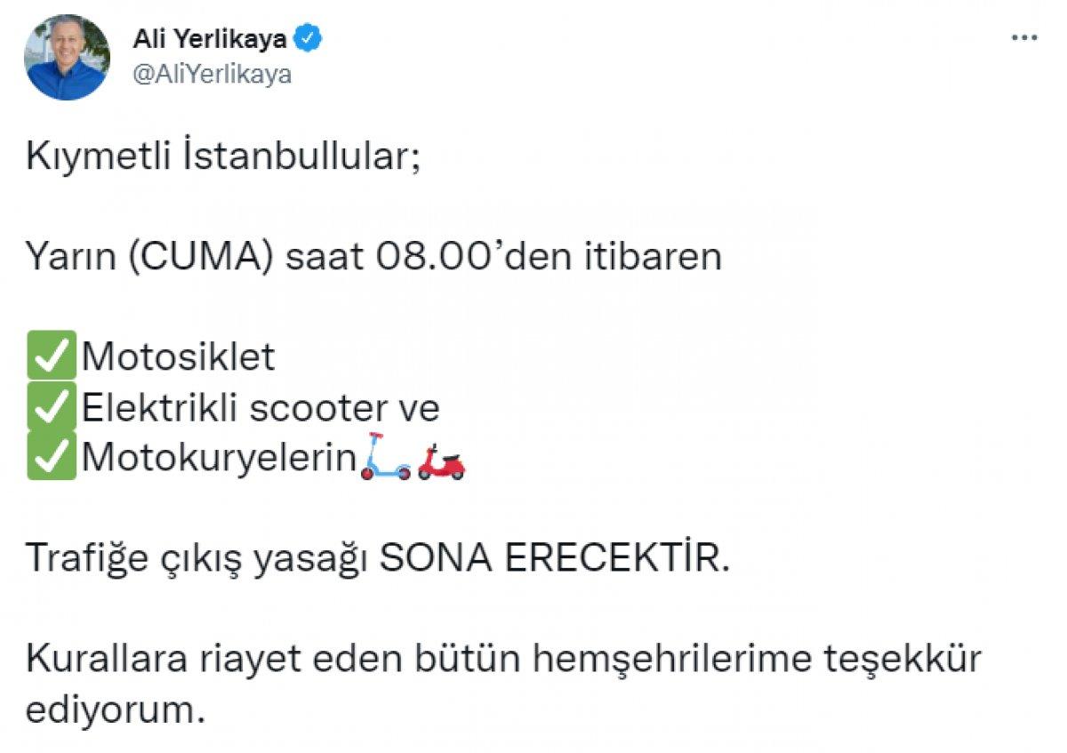 İstanbul'da motokurye yasağı saat kaçta bitecek? Valilik duyurdu