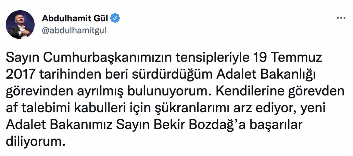 Adalet Bakanlığı'nda Abdulhamit Gül dönemi sona erdi