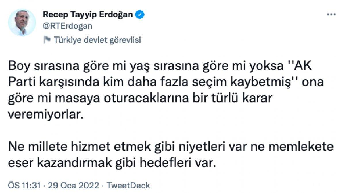 Cumhurbaşkanı Erdoğan'dan muhalefete oturma düzeni önerisi