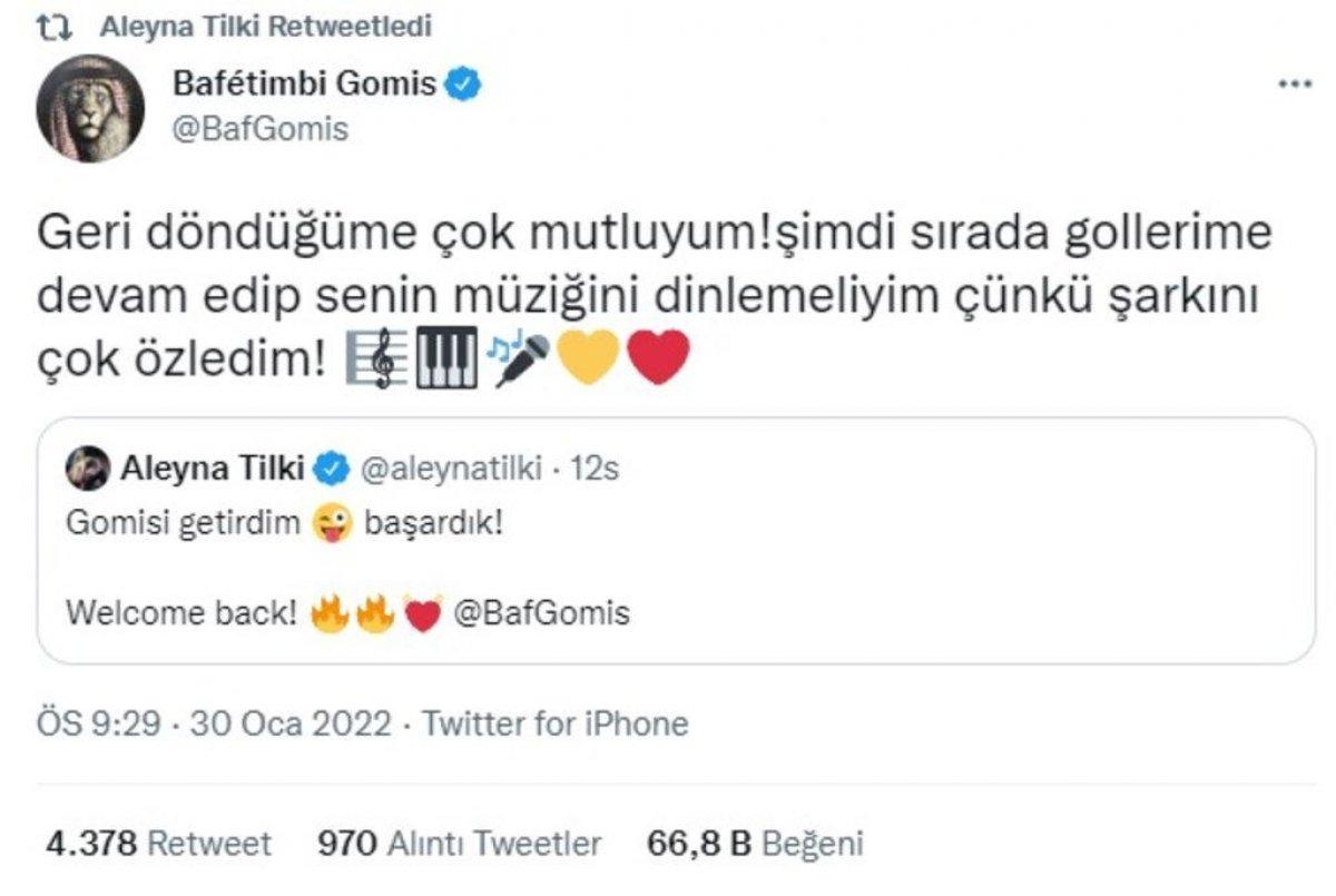 Aleyna Tilki'den Gomis mesajı