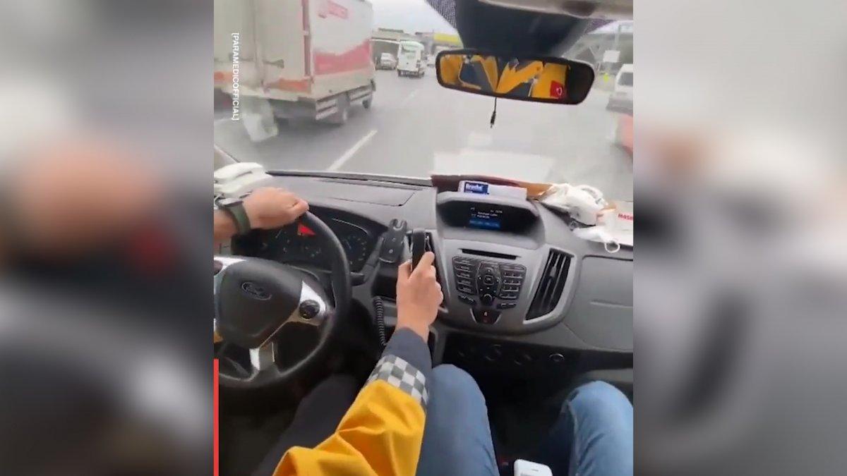 Ambulans şoföründen trafikte müthiş manevralar