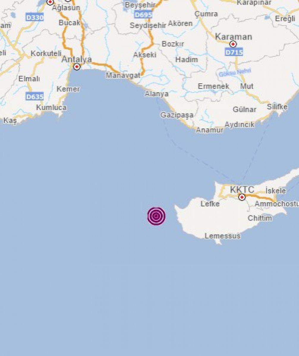 Akdeniz'de 5.1 büyüklüğünde deprem