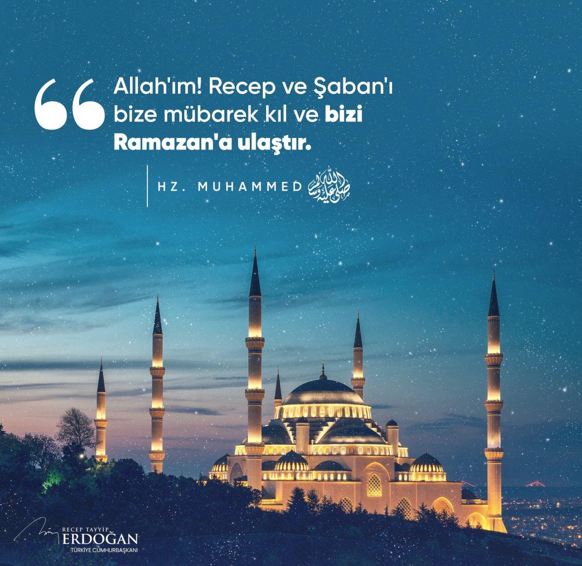 Cumhurbaşkanı Erdoğan'dan Regaib Kandili mesajı