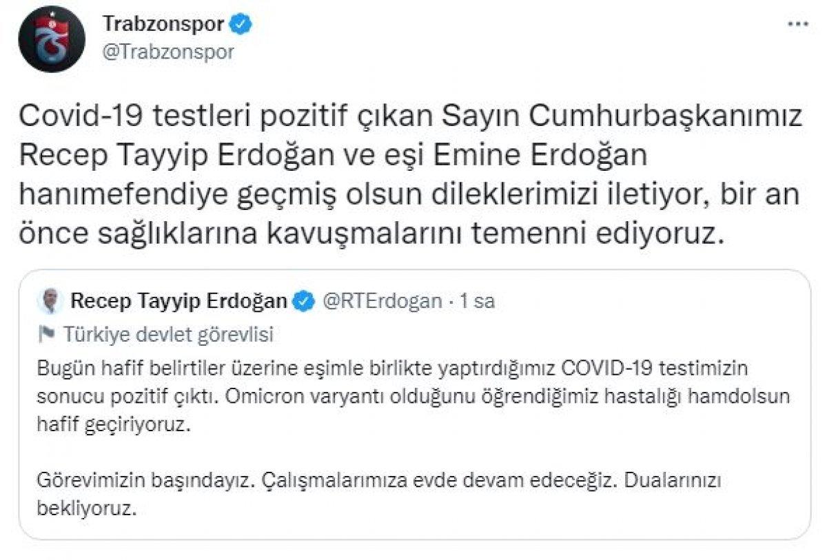 Spor camiasından Erdoğan'a geçmiş olsun mesajları