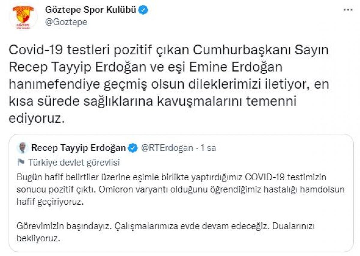 Spor camiasından Erdoğan'a geçmiş olsun mesajları