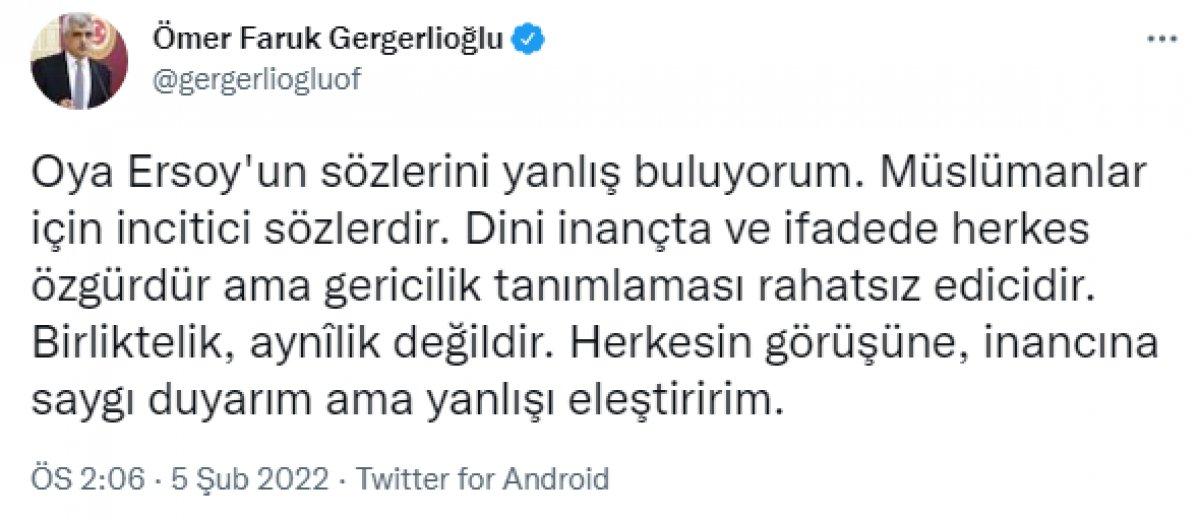 İslam'ı hedef alan HDP'li Oya Ersoy'a, partisinden tepki