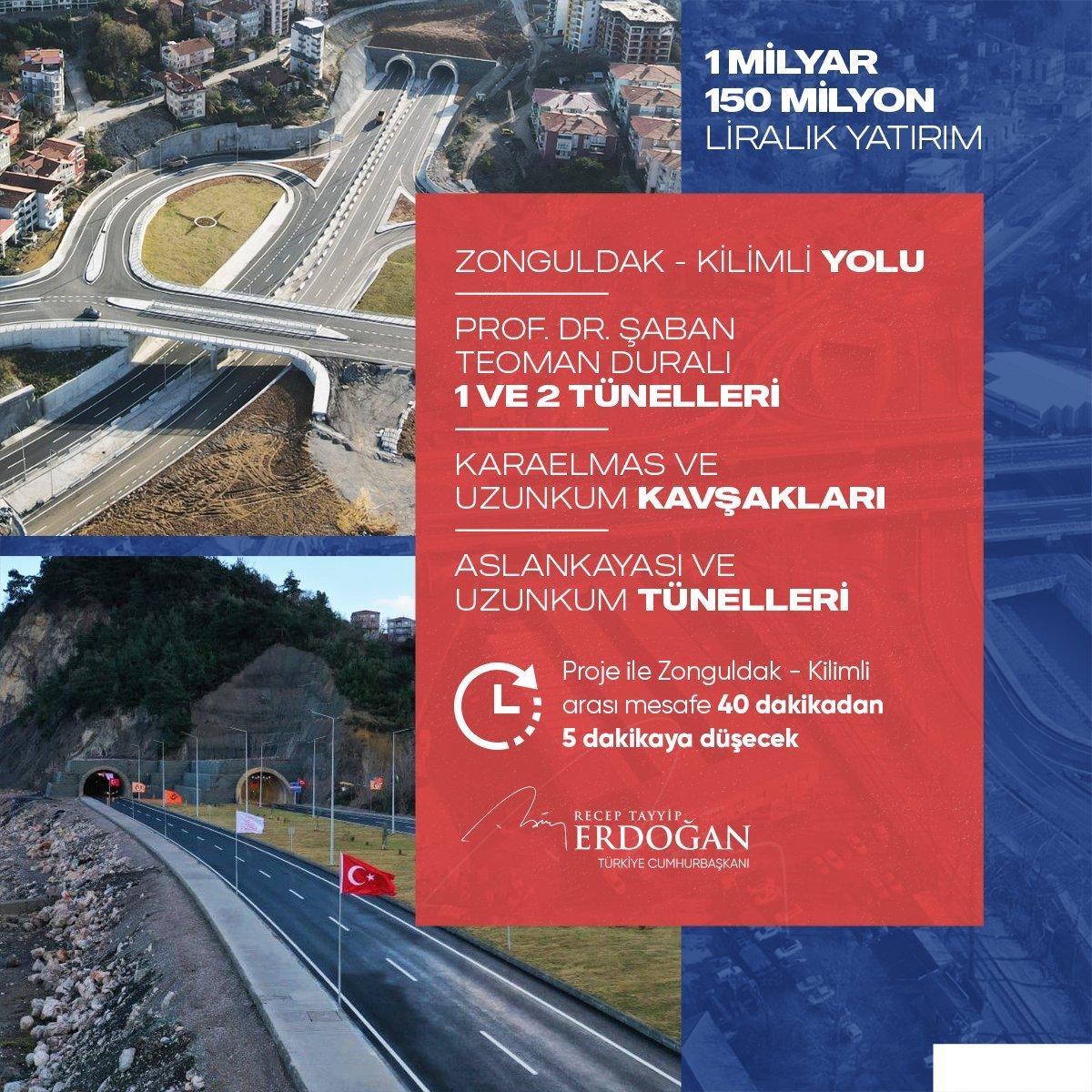 Cumhurbaşkanı Erdoğan, Zonguldak-Kilimli tünelini hizmete açtı