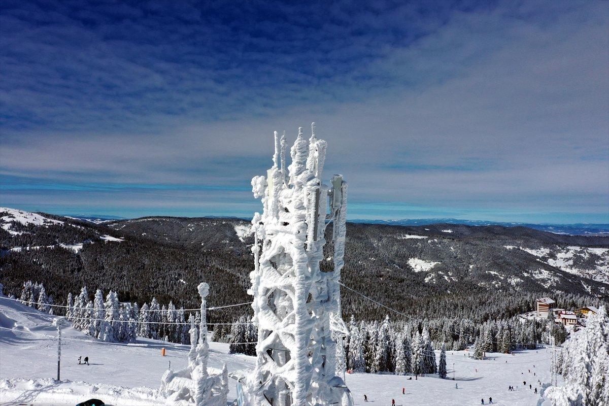 Beyaz örtüyle kaplanan Ilgaz, havadan görüntülendi