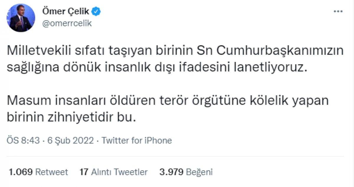 AK Parti Genel Başkan Yardımcısı Ömer Çelik'ten Hüda Kaya'ya tepki