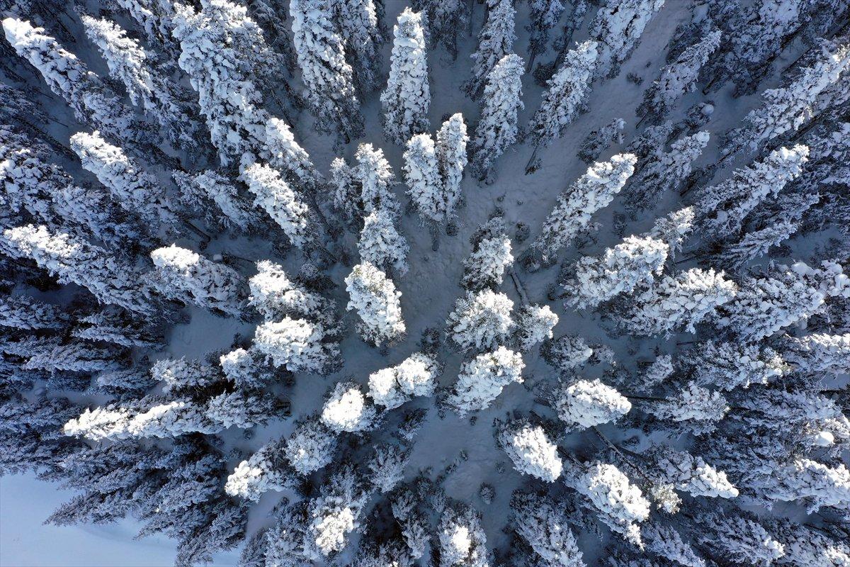Beyaz örtüyle kaplanan Ilgaz, havadan görüntülendi
