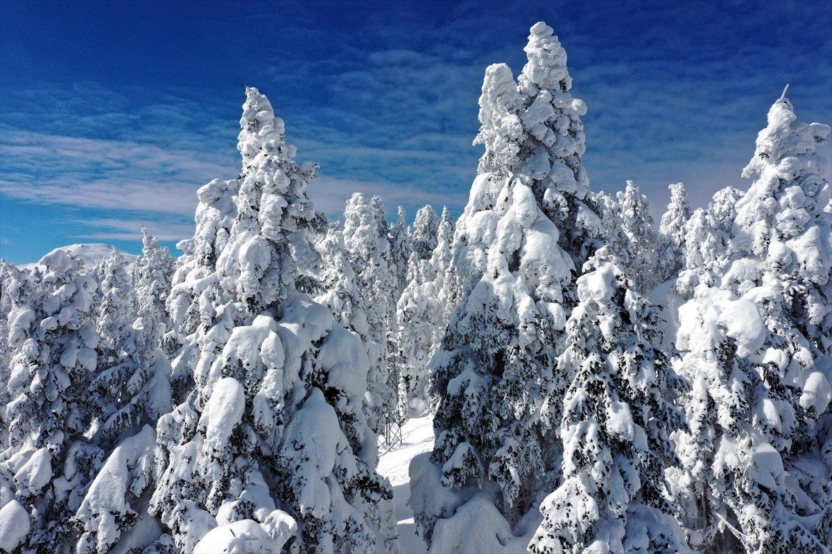 Beyaz örtüyle kaplanan Ilgaz, havadan görüntülendi