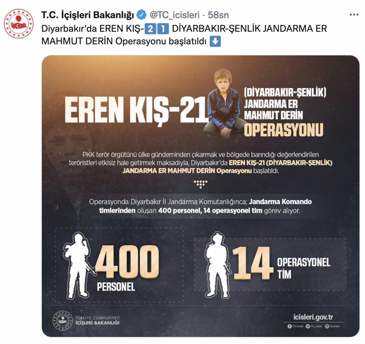 Diyarbakır'da Eren Kış-21 operasyonu başlatıldı