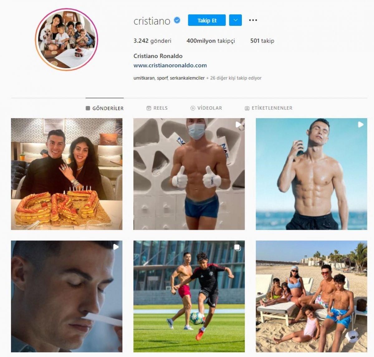cristiano ronaldo instagram ekran görüntüsü