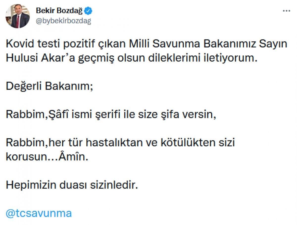 Milli Savunma Bakanı Akar'a gelen geçmiş olsun mesajları