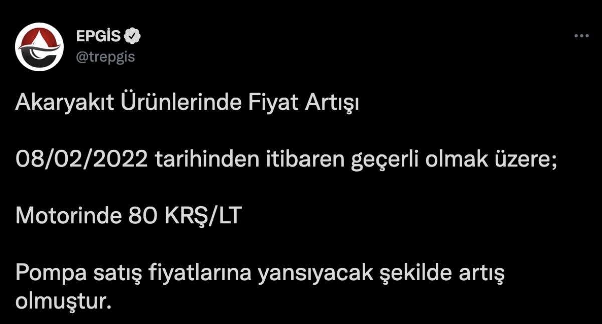 Motorine 80 kuruş zam geldi