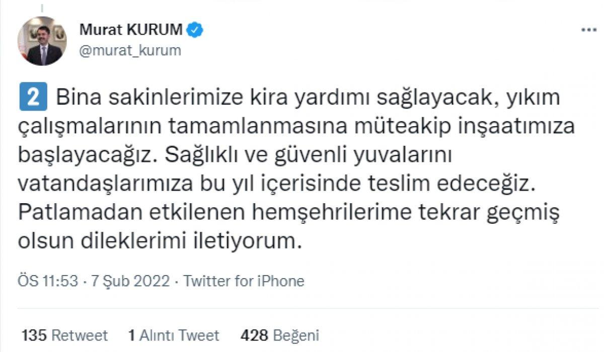 Bakan Kurum: Yıkılan bina alanında kentsel dönüşüme başlayacağız