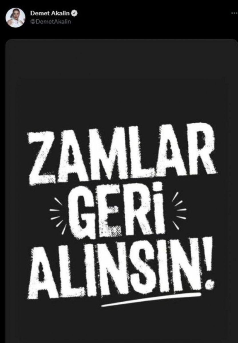 Demet Akalın'dan 'zamlar geri alınsın' paylaşımı