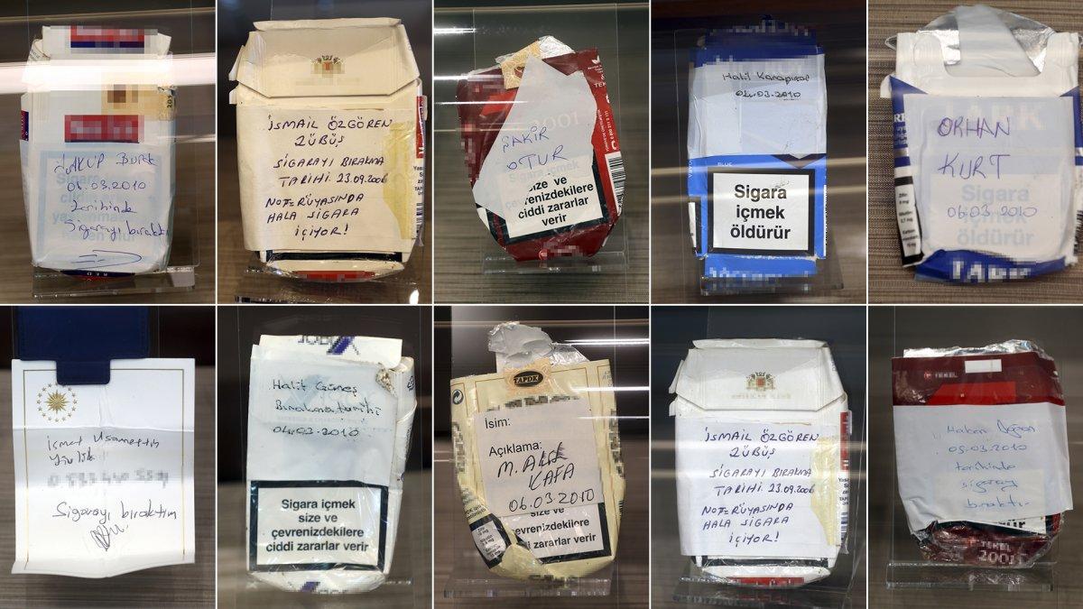 Cumhurbaşkanı Erdoğan'ın topladığı sigara paketleri sergileniyor