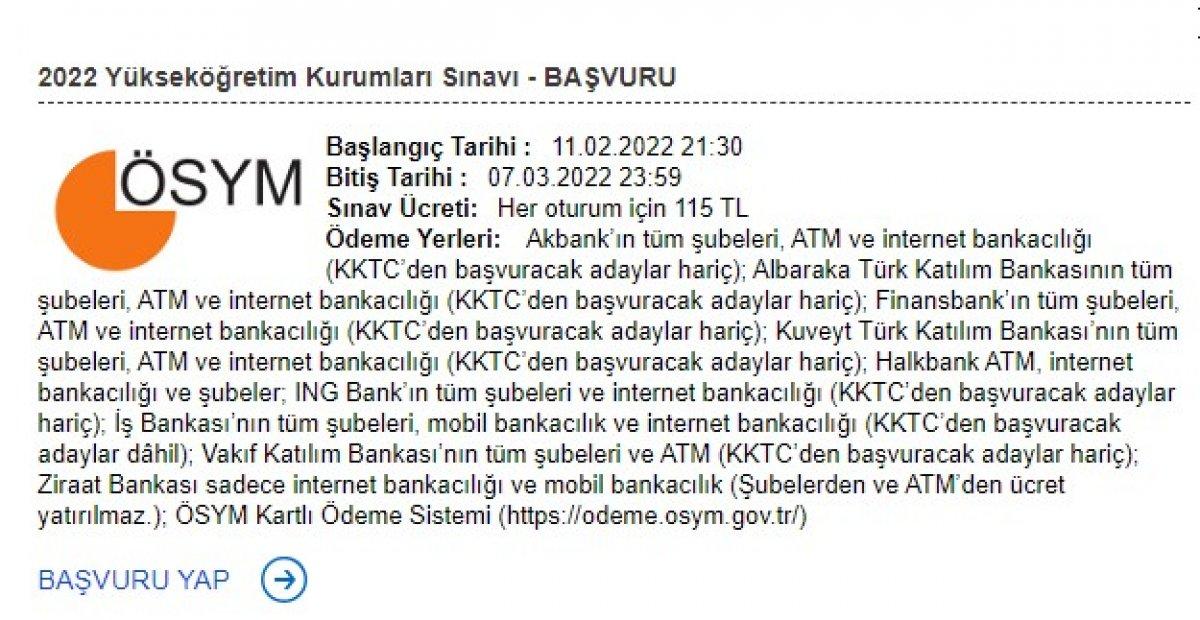 2022 YKS başvuru ve oturum tarihleri belli oldu