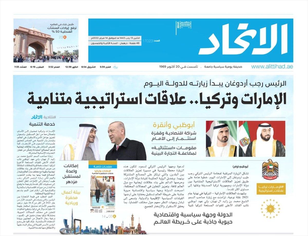 BAE basını: Türkiye'yle stratejik ilişkiler gelişiyor