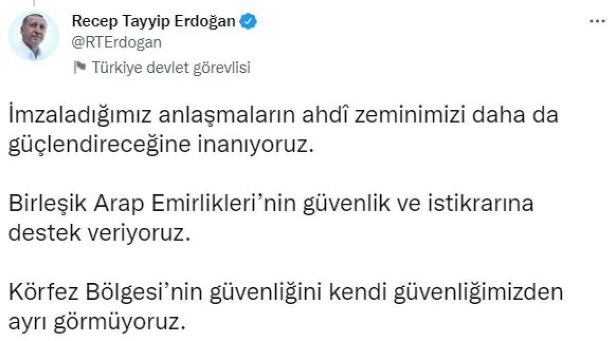 Cumhurbaşkanı Erdoğan'dan BAE temaslarına ilişkin açıklama