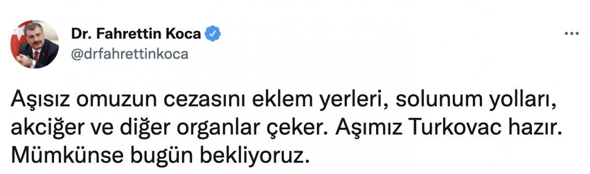 Fahrettin Koca'dan Turkovac çağrısı