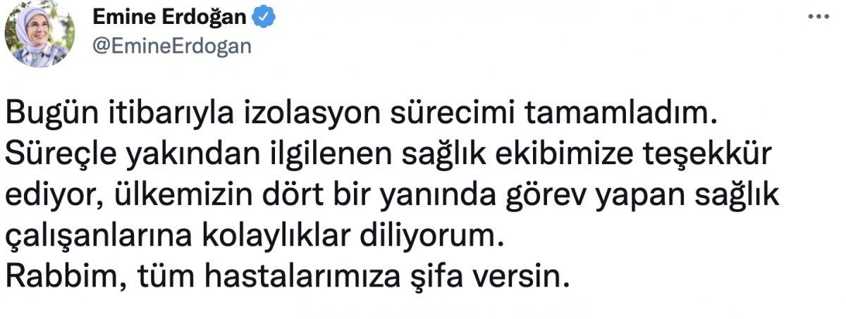 Emine Erdoğan koronavirüsü atlattı