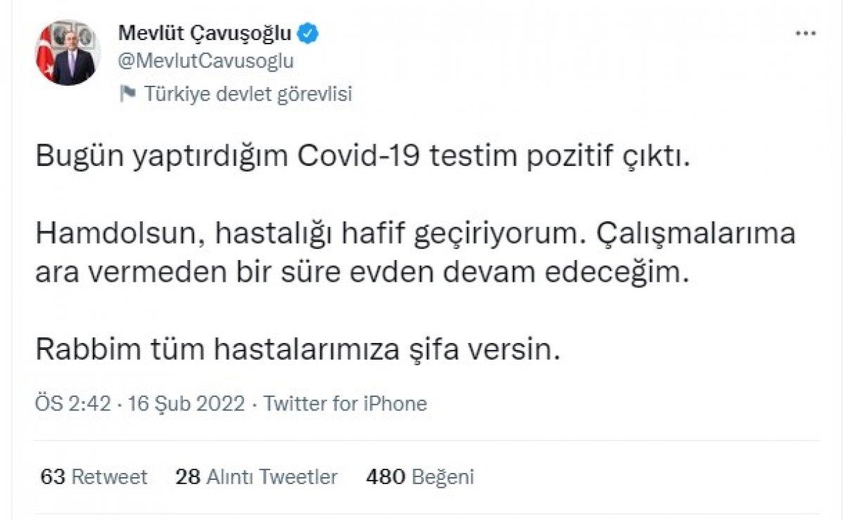 Dışişleri Bakanı Mevlüt Çavuşoğlu, koronavirüse yakalandı
