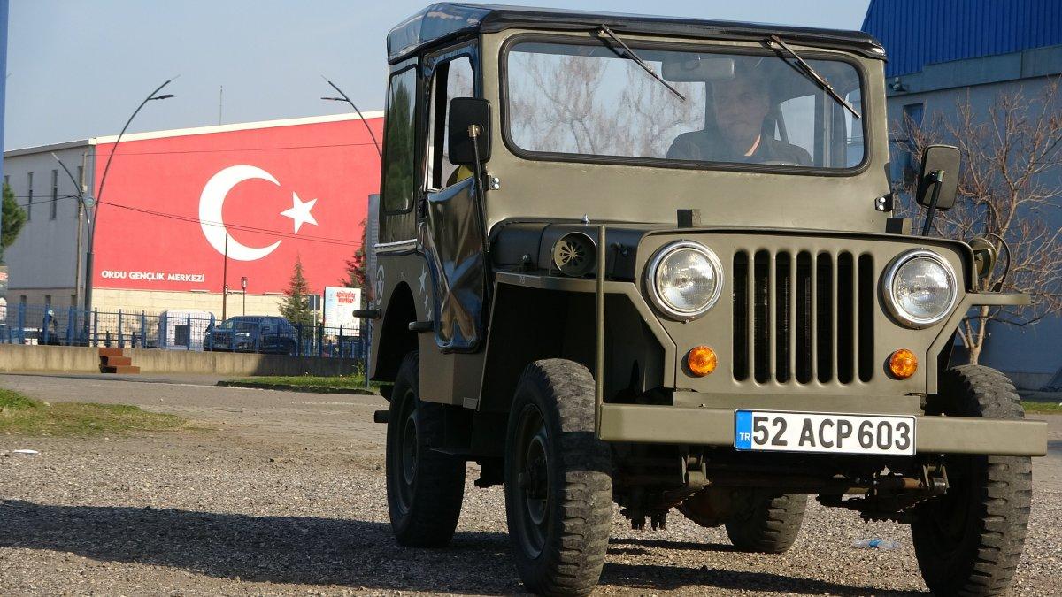 Ordu'da hurdalıktan aldığı cipi ,70 yıl önceki haline çevirdi