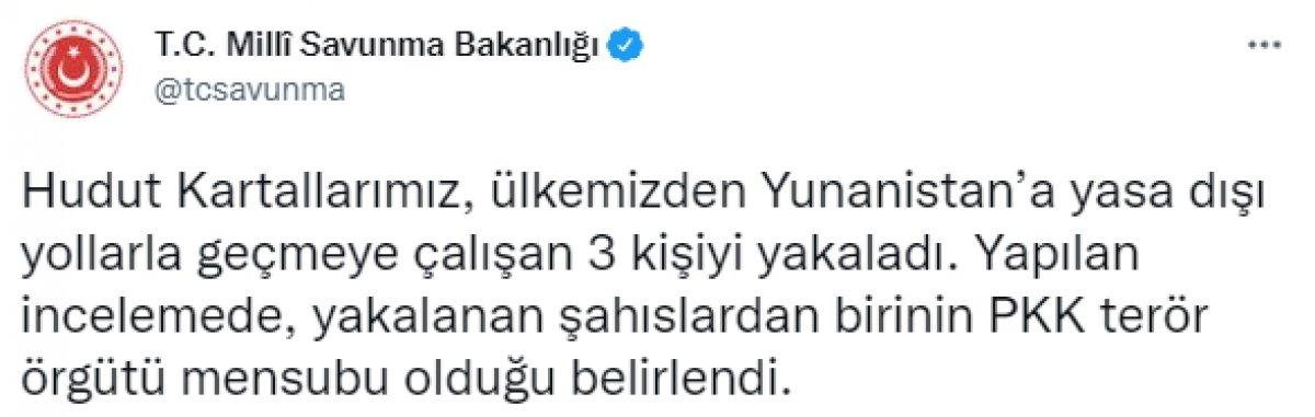 MSB: Yunanistan'a geçmeye çalışan 3 kişi yakalandı