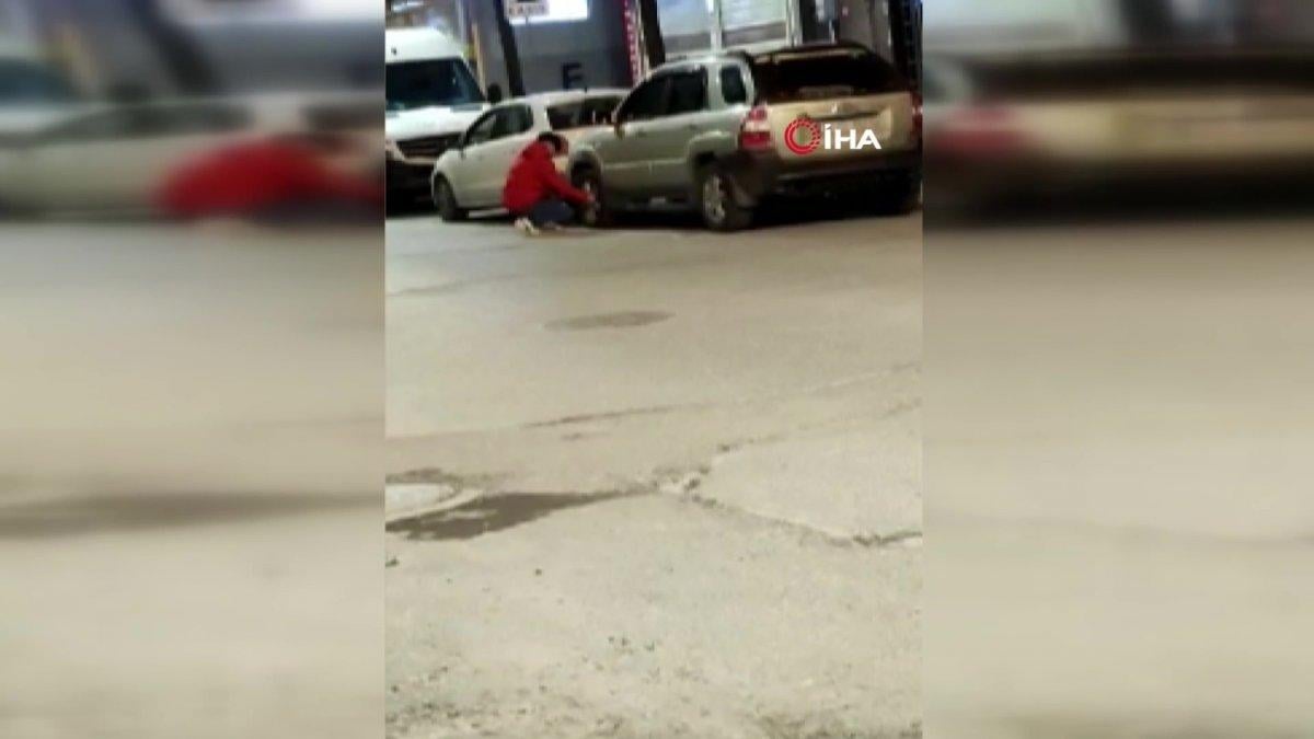 Sultangazi’de komşusuna kızdı, aracın lastiklerini kesti