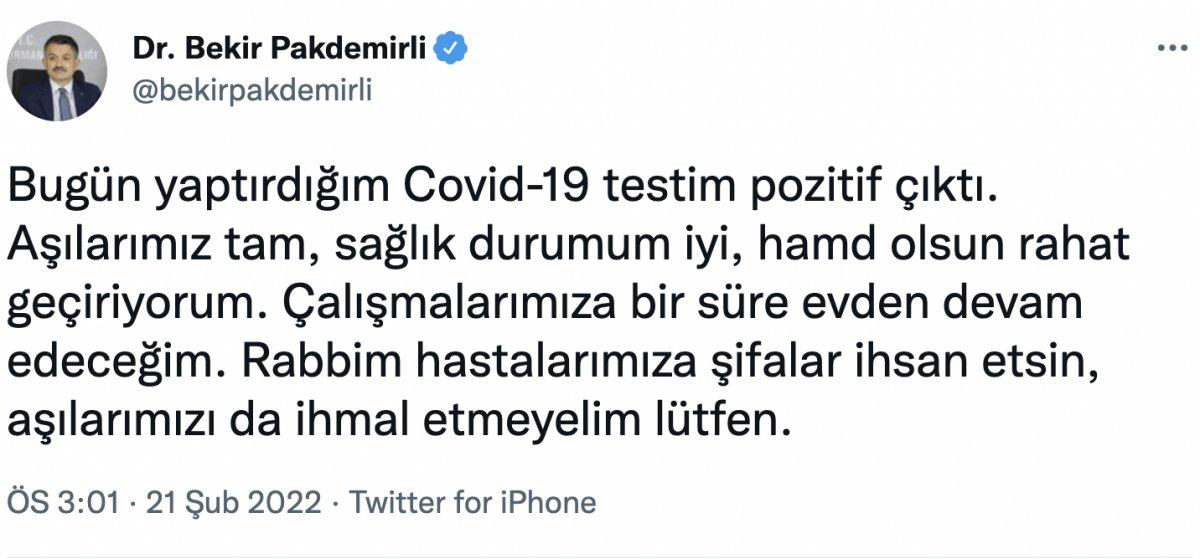 Bekir Pakdemirli koronavirüse yakalandı