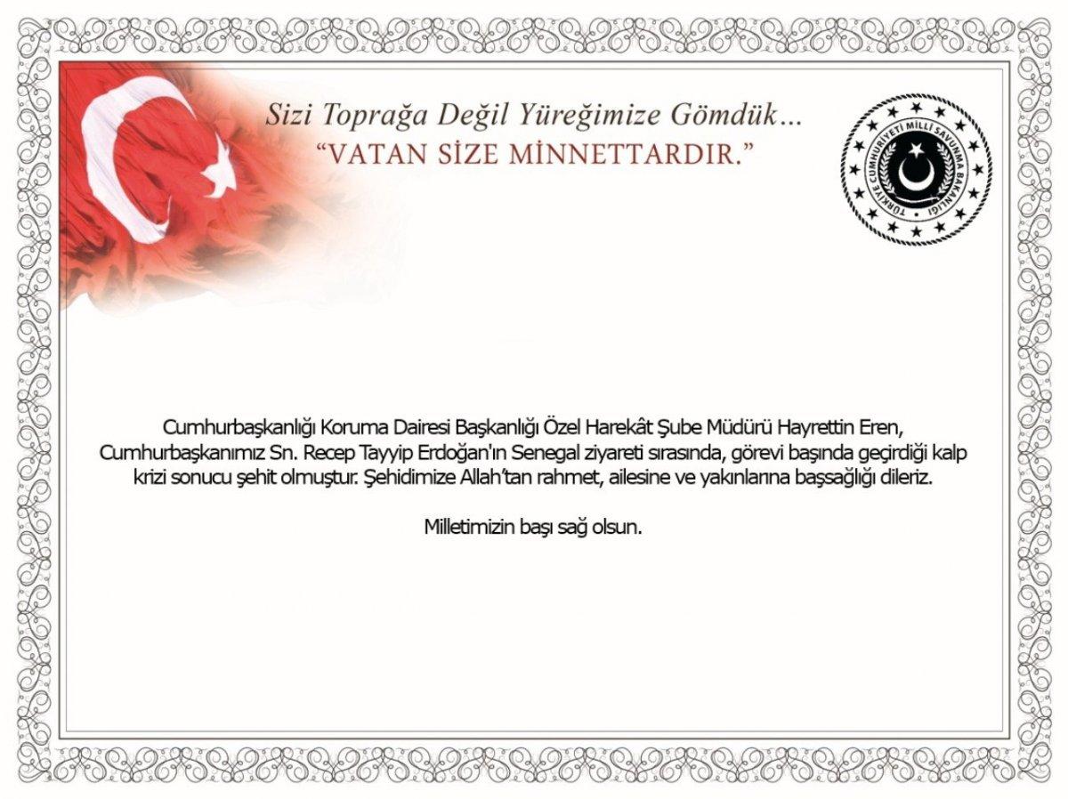 Özel Harekat Şube Müdürü Hayrettin Eren Senegal'de kalp krizi geçirdi, şehit oldu