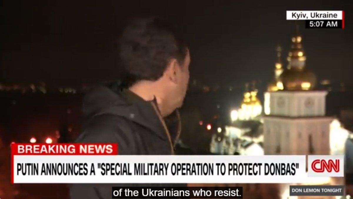CNN muhabirinin Kiev'deki yayınında patlama sesleri duyuldu