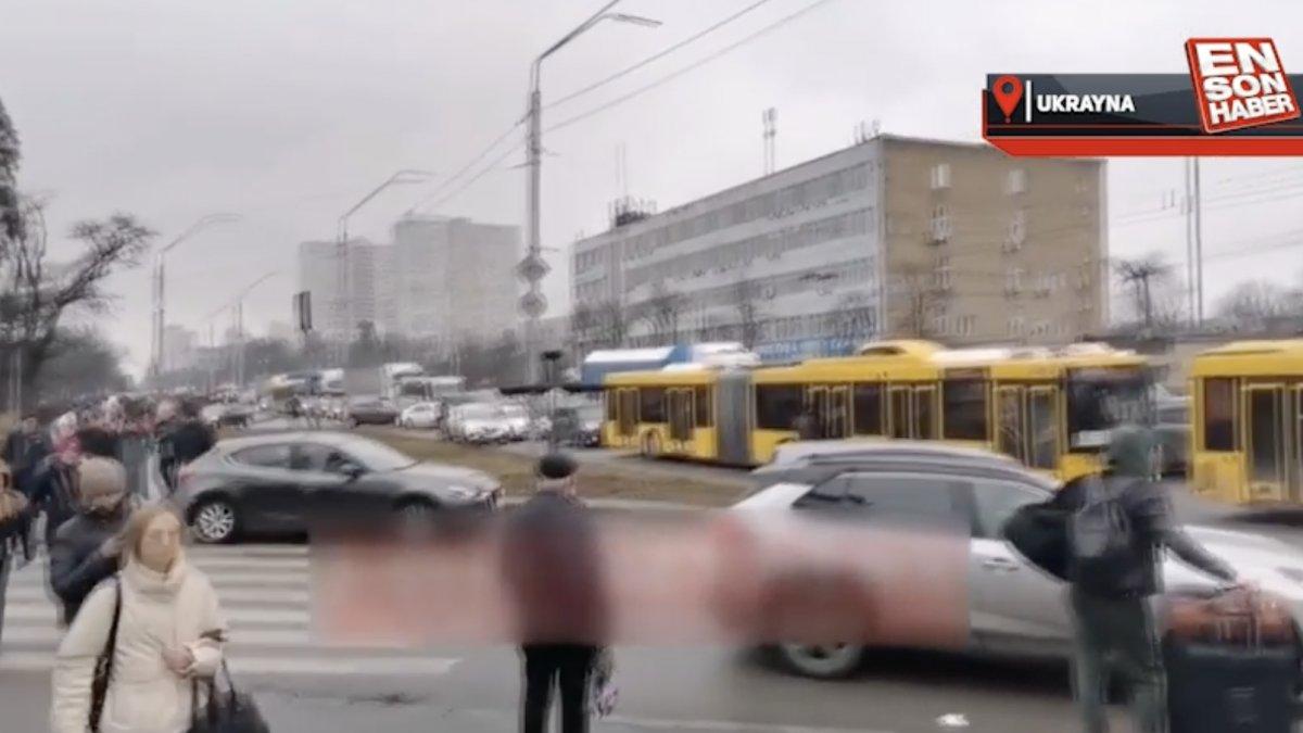 Kiev'den panik halinde ayrılmaya çalışan halk