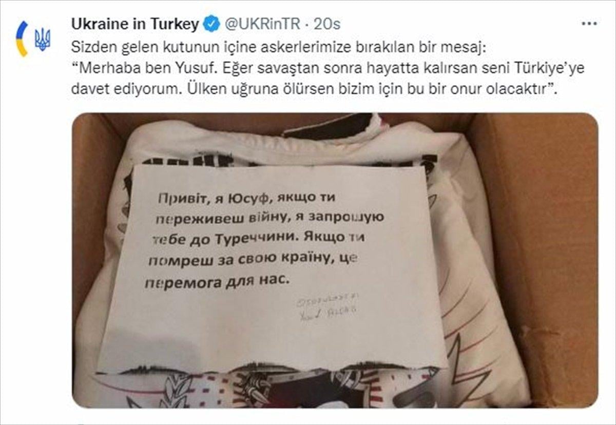 Ukrayna'ya gönderdiği pakete not yazan Türk'e teşekkür mesajları geliyor