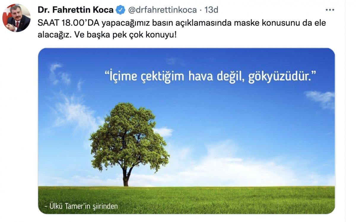 Fahrettin Koca: Basın açıklamamızda maske konusu ele alınacak