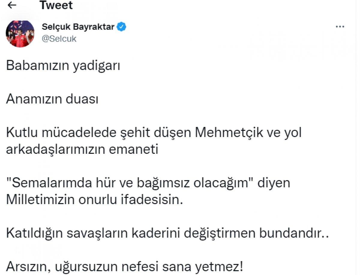 Selçuk Bayraktar'dan 'Bayraktar TB2' paylaşımı