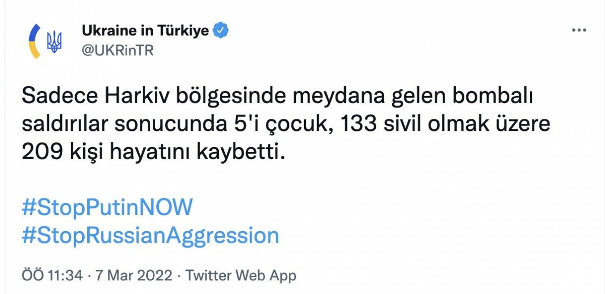 Harkov'daki saldırılarda 5'i çocuk 133 sivil öldürüldü