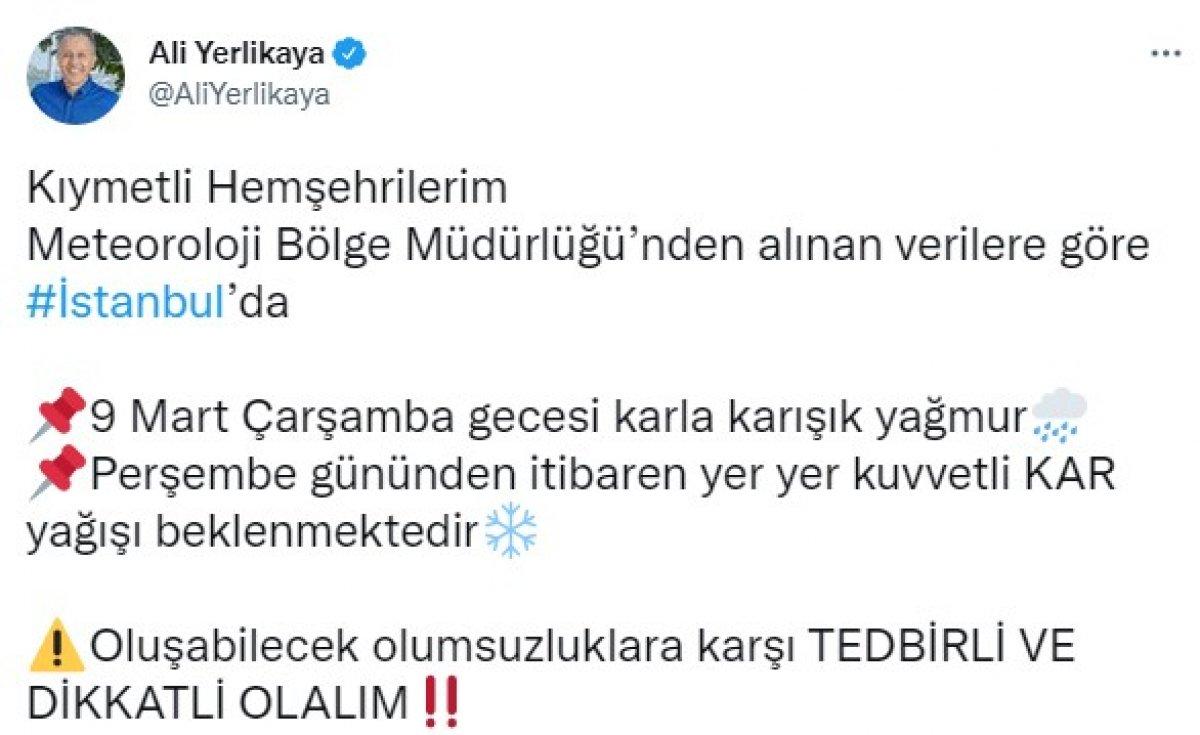 İstanbul'a kar yağışı uyarısı