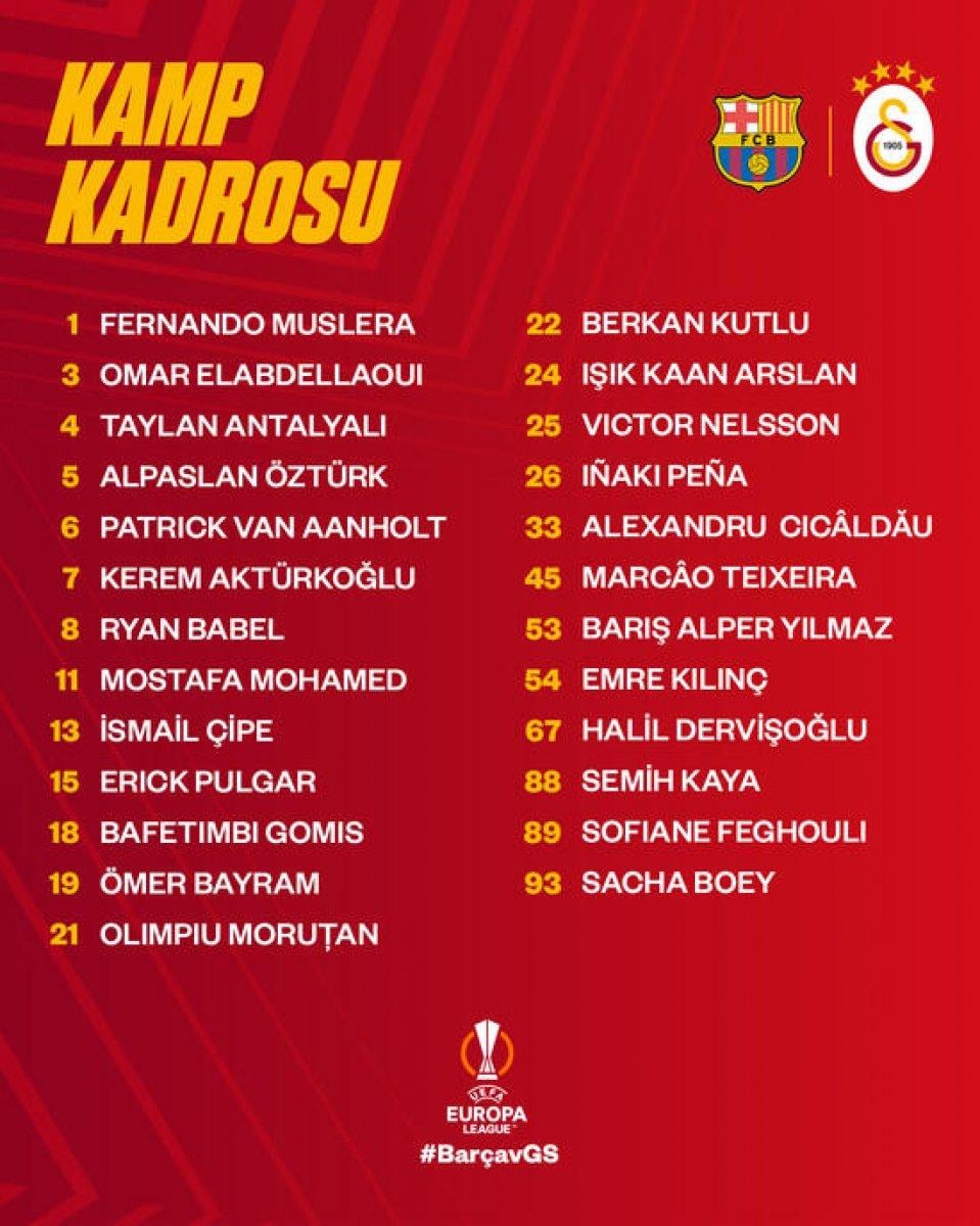 Galatasaray'ın Barcelona maçı kamp kadrosu
